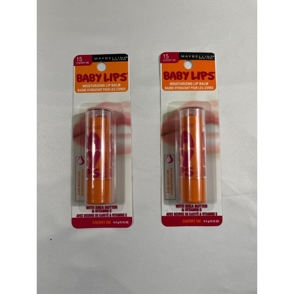 Lot of 2 Maybelline New York Baby Lips 15 Cherry Me Glow Balm 2098230 New Sealed